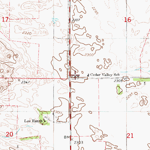 Topographic Map of Cedar Valley School, NE