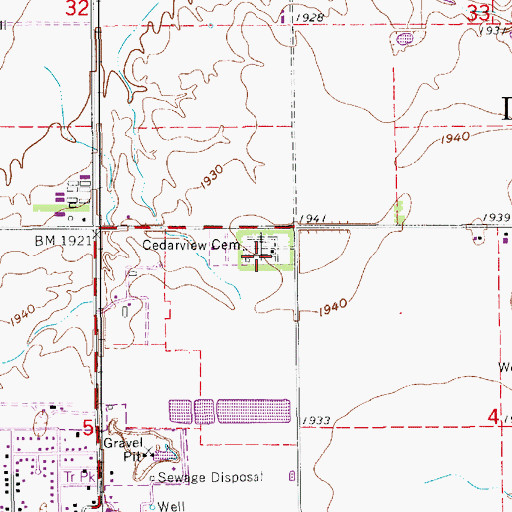 Topographic Map of Cedarview Cemetery, NE