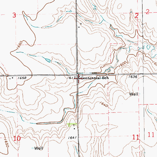 Topographic Map of Centennial School, NE