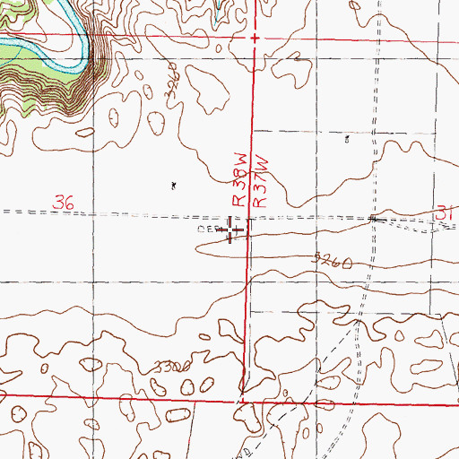Topographic Map of Center Cemetery, NE