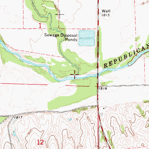 Topographic Map of Center Creek, NE
