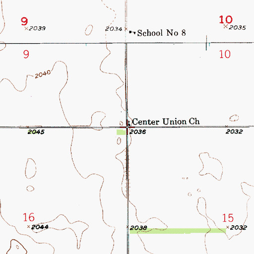 Topographic Map of Center Union Church, NE