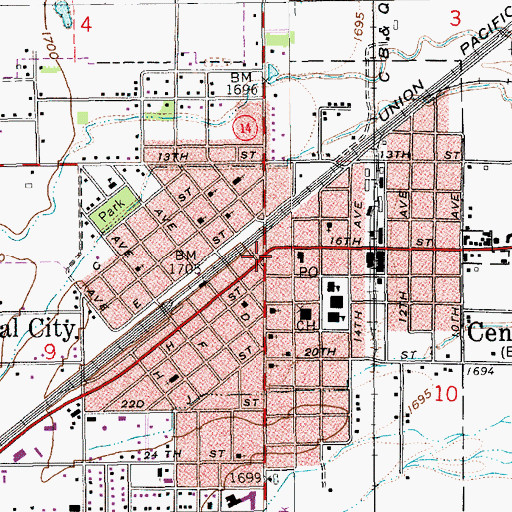 Topographic Map of Central City, NE