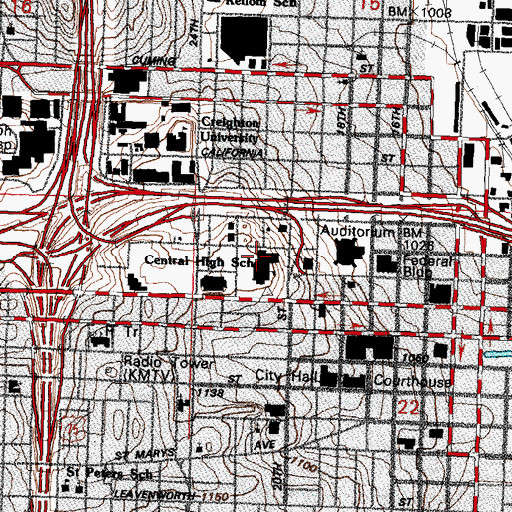 Topographic Map of Central High School, NE