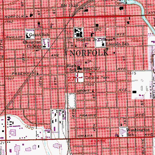 Topographic Map of Central Park, NE