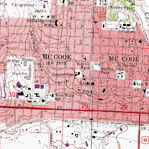 Topographic Map of Central Elementary School, NE