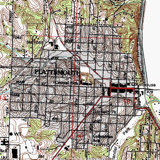 Topographic Map of Central School (historical), NE