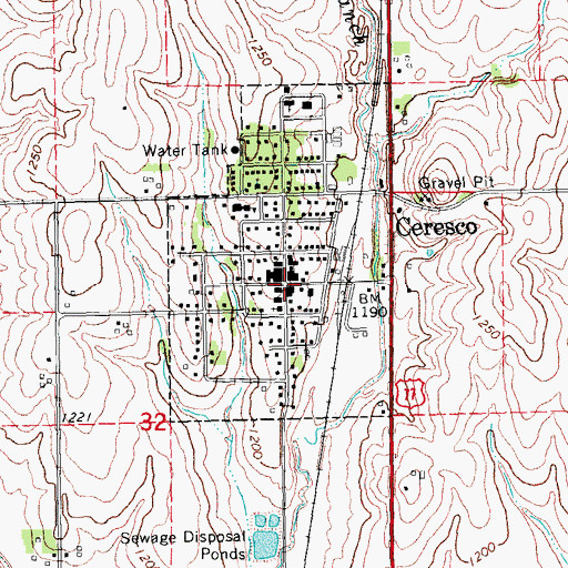 Topographic Map of Ceresco, NE