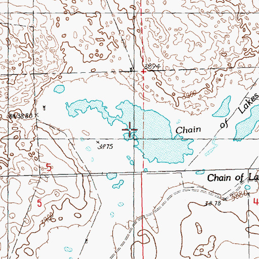 Topographic Map of Chain of Lakes, NE