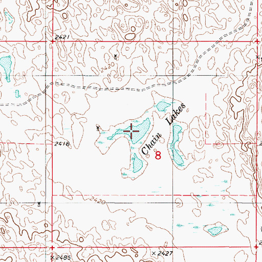 Topographic Map of Chain Lakes, NE