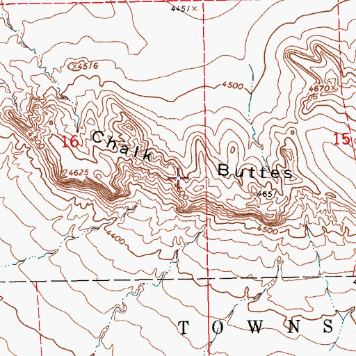 Topographic Map of Chalk Buttes, NE
