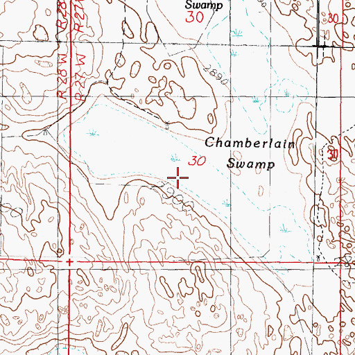 Topographic Map of Chamberlain Swamp, NE