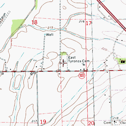 Topographic Map of East Tyronza Cemetery, AR
