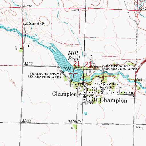 Topographic Map of Champion Lake State Recreation Area, NE