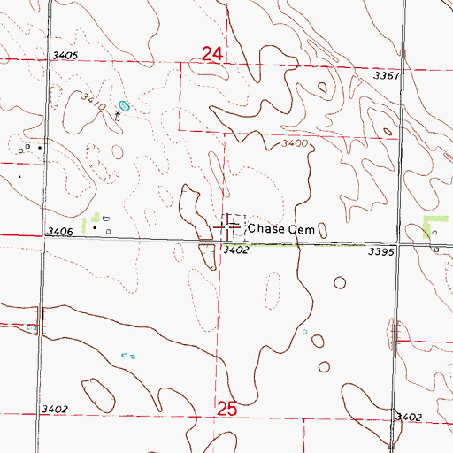 Topographic Map of Chase Cemetery, NE