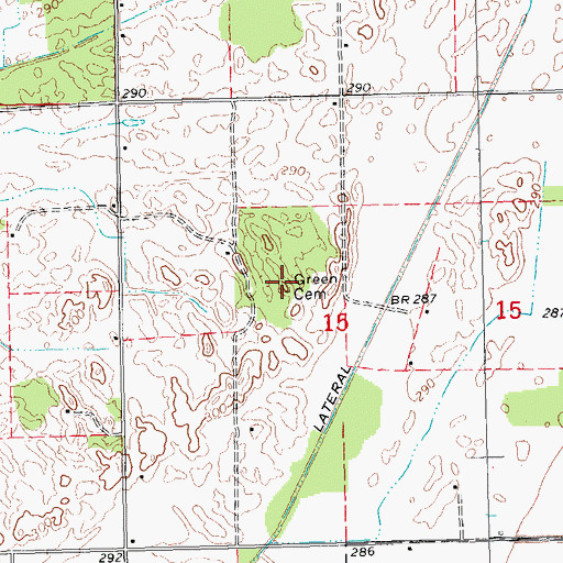 Topographic Map of Green Cemetery, AR