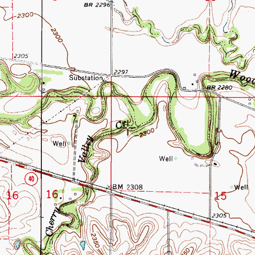 Topographic Map of Cherry Valley Creek, NE