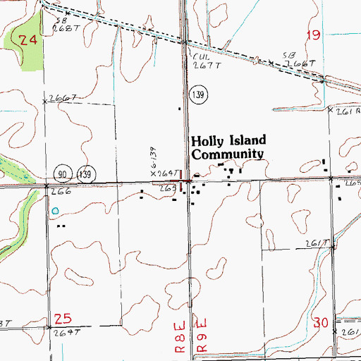 Topographic Map of Holly Island Community, AR