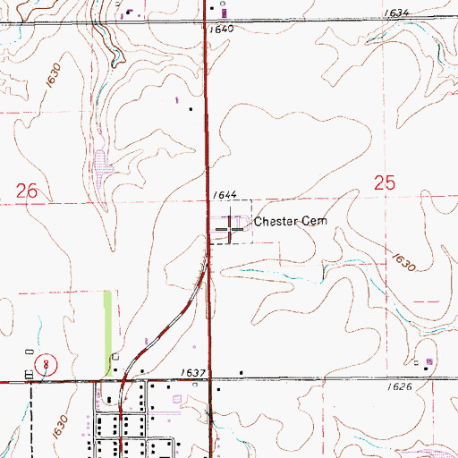 Topographic Map of Chester Cemetery, NE