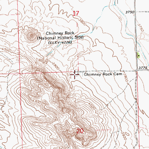 Topographic Map of Chimney Rock Cemetery, NE