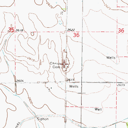 Topographic Map of Christ Cemetery, NE