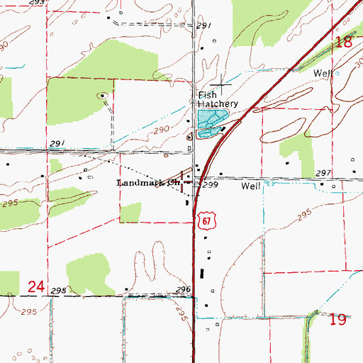 Topographic Map of Landmark Church, AR