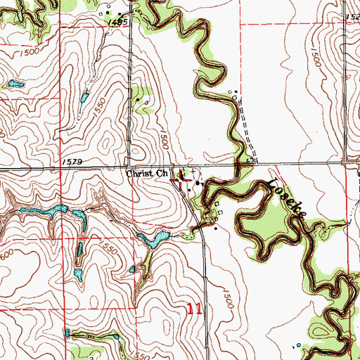 Topographic Map of Christ Church, NE