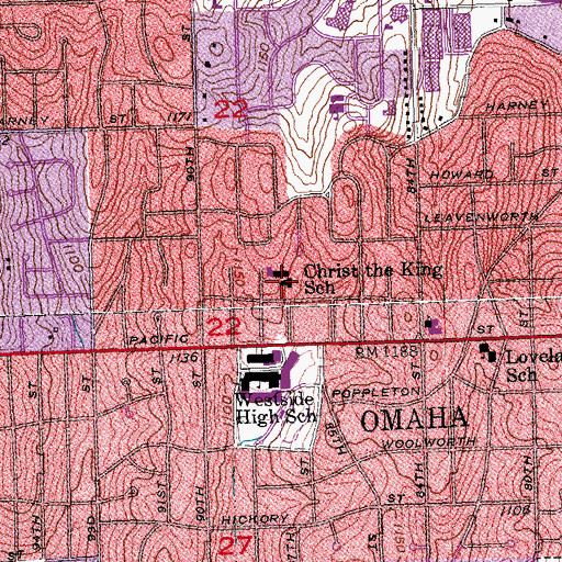 Topographic Map of Christ the King Catholic School, NE