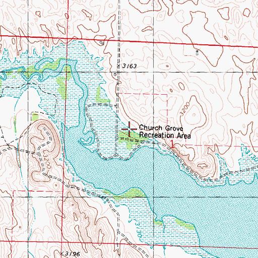 Topographic Map of Church Grove Recreation Area, NE