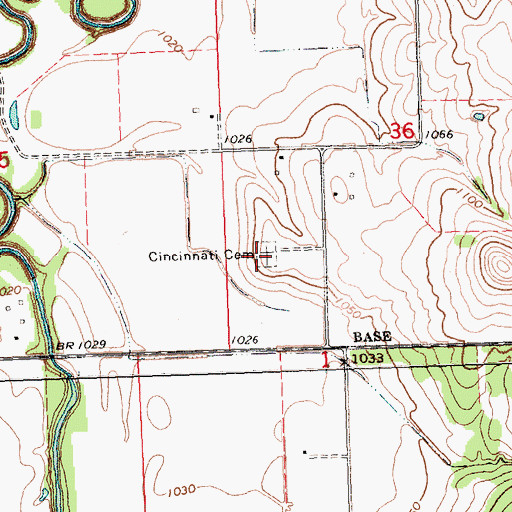 Topographic Map of Cincinnati Cemetery, NE