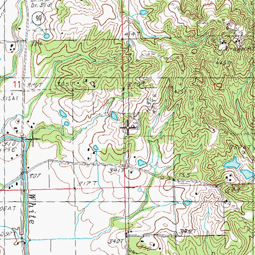 Topographic Map of Marys Cemetery, AR