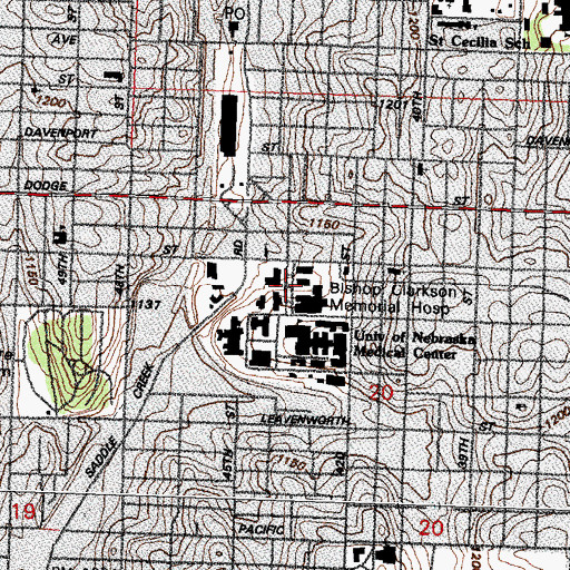 Topographic Map of Clarkson Hospital, NE