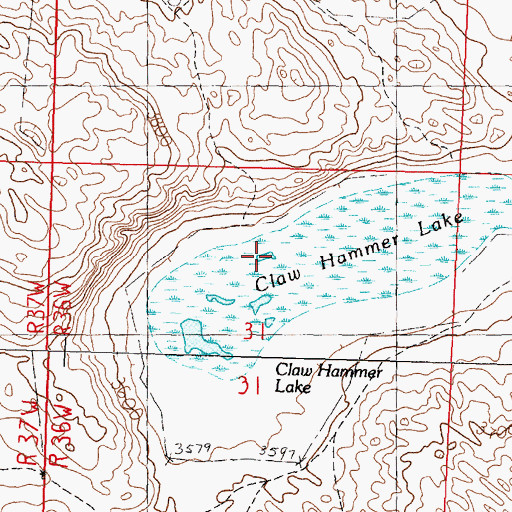 Topographic Map of Claw Hammer Lake, NE