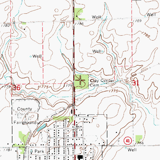 Topographic Map of Clay Center Cemetery, NE