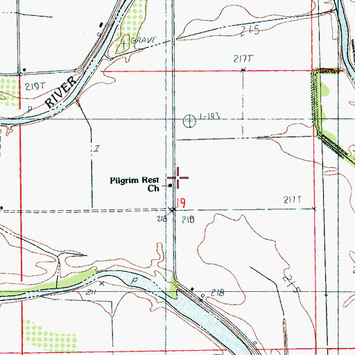 Topographic Map of Pilgrim Rest Church, AR