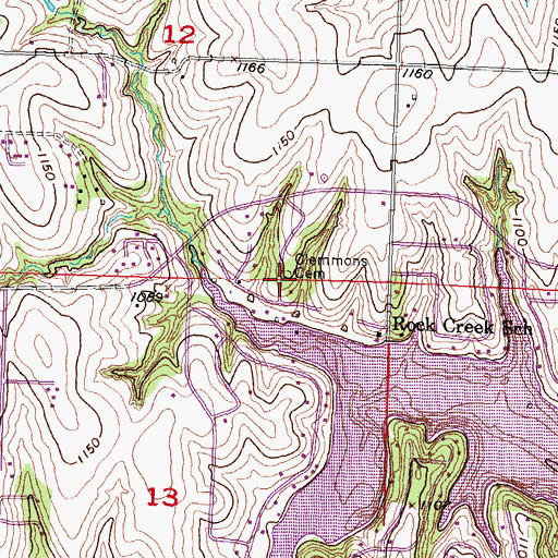 Topographic Map of Clemmons Cemetery, NE