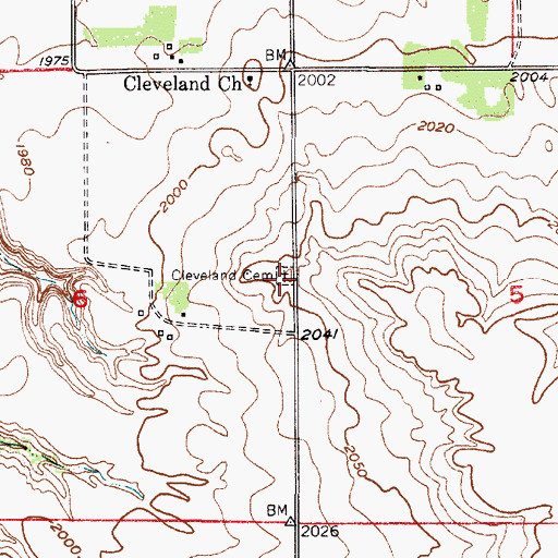 Topographic Map of Cleveland Cemetery, NE
