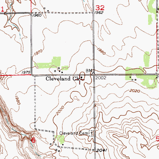 Topographic Map of Cleveland Church, NE