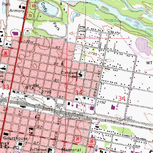 Topographic Map of Cleveland School, NE