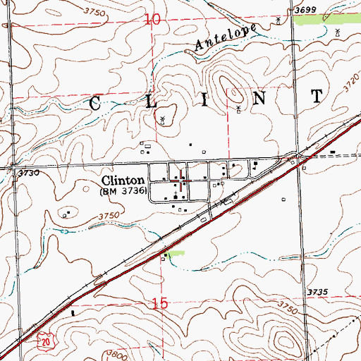 Topographic Map of Clinton, NE