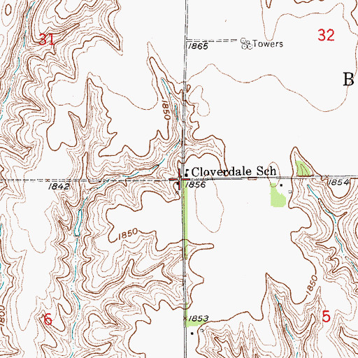 Topographic Map of Cloverdale School (historical), NE