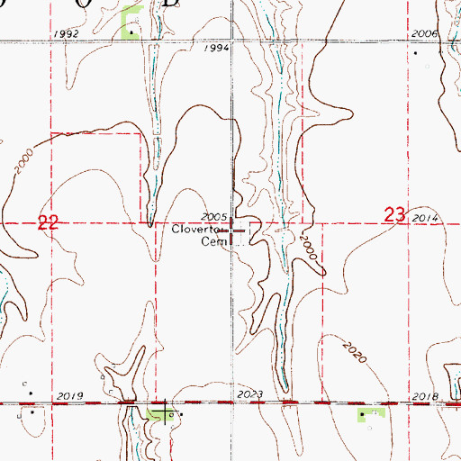 Topographic Map of Cloverton Cemetery, NE