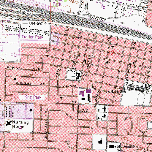 Topographic Map of Cody Elementary School, NE