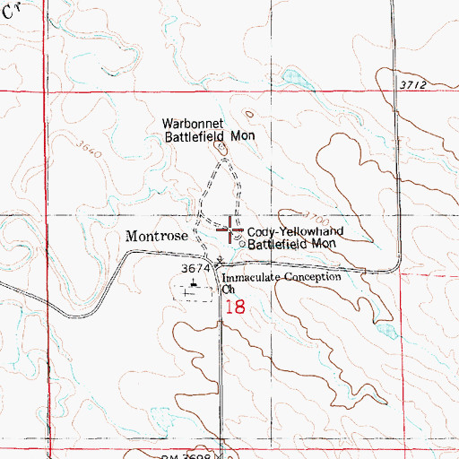 Topographic Map of Cody-Yellow Hair Battlefield, NE
