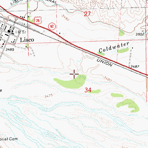 Topographic Map of Coldwater Creek, NE