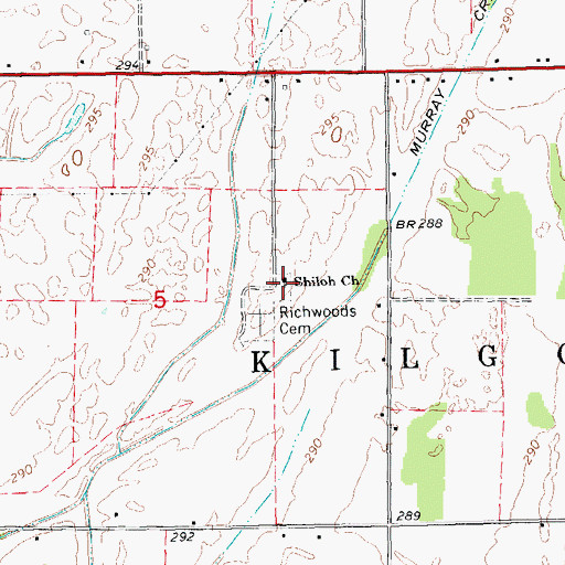 Topographic Map of Shiloh Church, AR