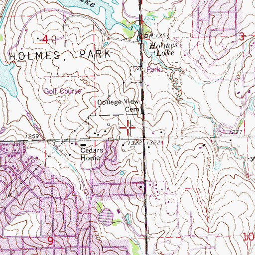 Topographic Map of College View Cemetery, NE