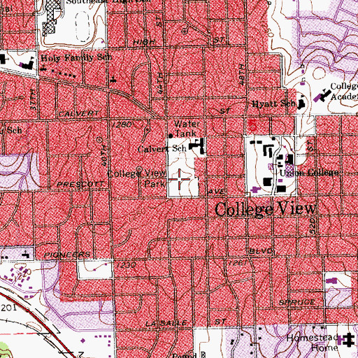 Topographic Map of College View Park, NE