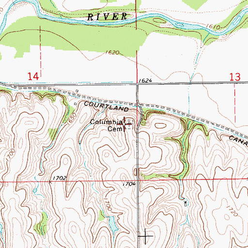 Topographic Map of Columbia Cemetery, NE