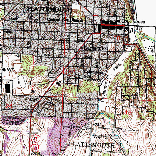 Topographic Map of Columbian Elementary School, NE